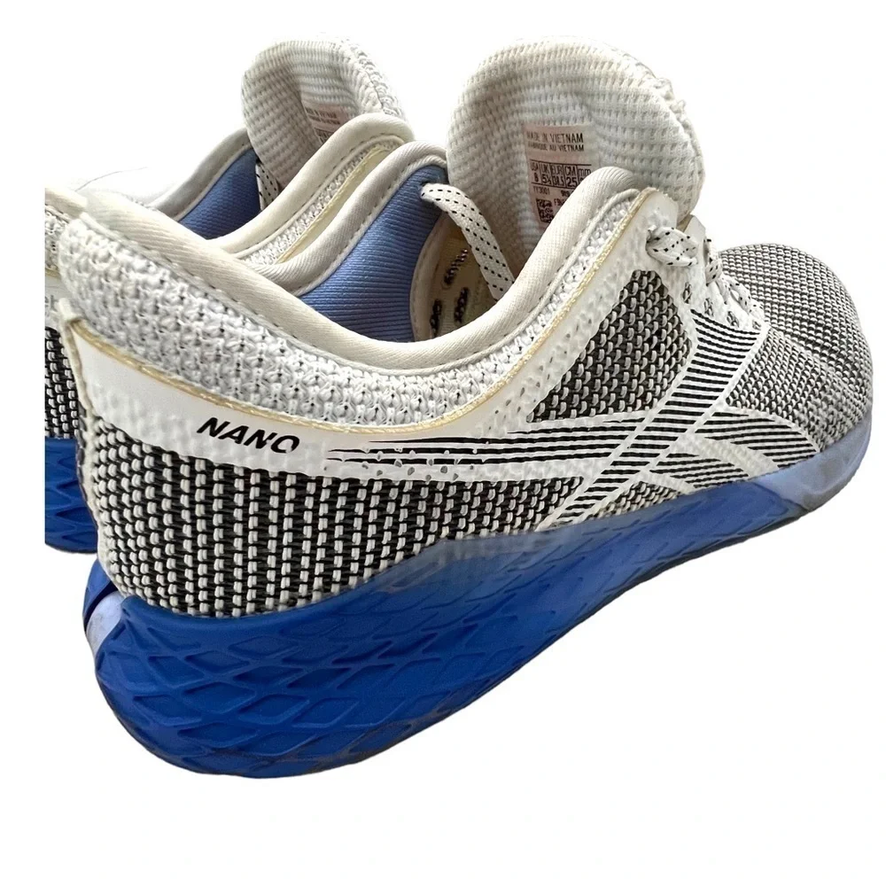 Reebok Nano 8 White Black Blue Womens Size 8 Cross Trainer Sneakers